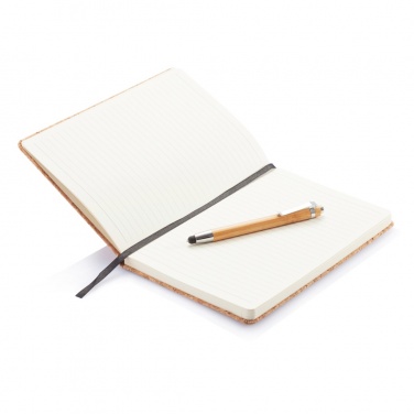 Logo trade advertising products image of: A5 notebook with bamboo pen including stylus