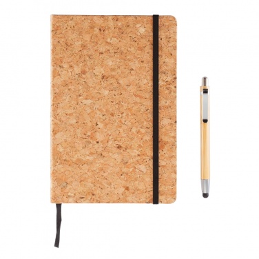 Logotrade promotional gift picture of: A5 notebook with bamboo pen including stylus