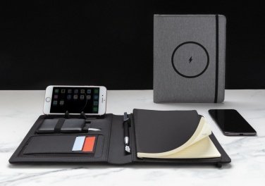 Logotrade advertising product image of: Air 5W wireless charging notebook with 5000mAh powerbank
