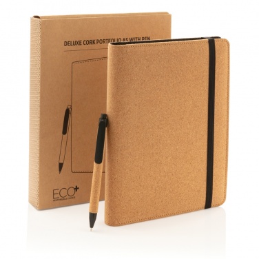 Logotrade promotional giveaway image of: Deluxe cork portfolio A5 with pen