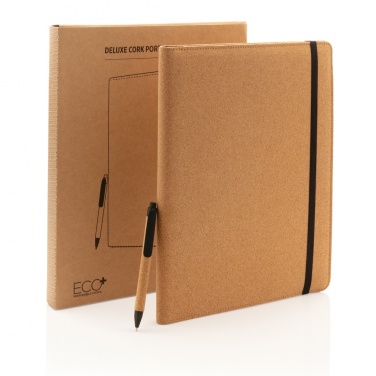 Logotrade advertising products photo of: Deluxe cork portfolio A4 with pen