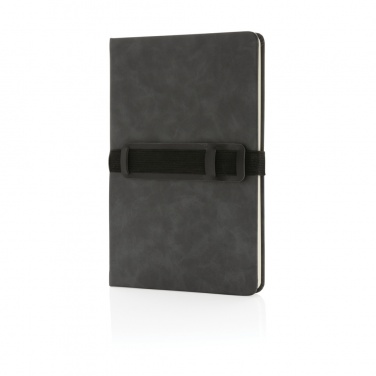 Logotrade promotional giveaway picture of: Deluxe hardcover PU notebook A5 with phone and pen holder