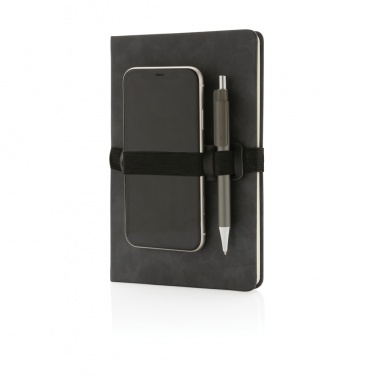 Logo trade promotional gifts picture of: Deluxe hardcover PU notebook A5 with phone and pen holder