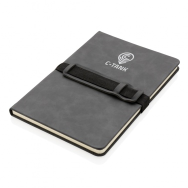 Logotrade promotional merchandise image of: Deluxe hardcover PU notebook A5 with phone and pen holder