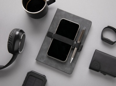 Logo trade corporate gifts picture of: Deluxe hardcover PU notebook A5 with phone and pen holder