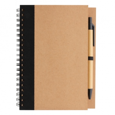 Logotrade corporate gift image of: Kraft spiral notebook with pen