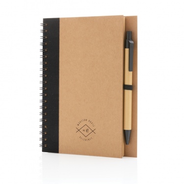 Logo trade business gift photo of: Kraft spiral notebook with pen