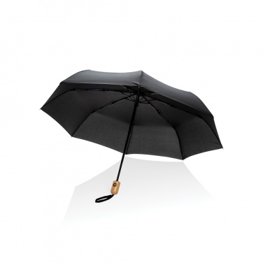 Logo trade business gift photo of: 21" Impact AWARE™ RPET 190T bamboo auto open/close umbrella