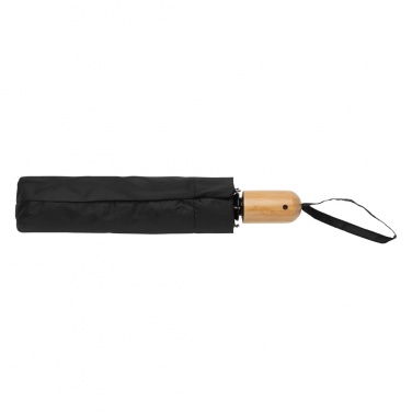Logo trade business gift photo of: 21" Impact AWARE™ RPET 190T bamboo auto open/close umbrella
