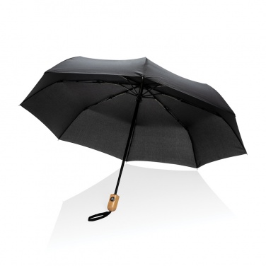 Logotrade corporate gift image of: 21" Impact AWARE™ RPET 190T bamboo auto open/close umbrella