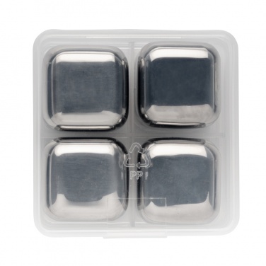 Logo trade promotional item photo of: Re-usable stainless steel ice cubes 4pc