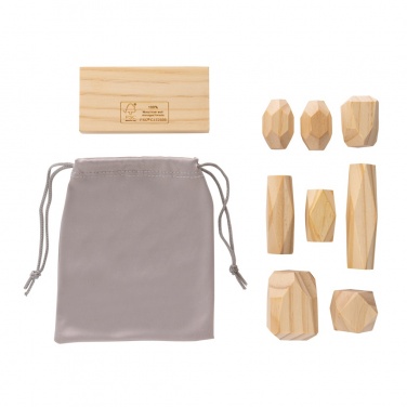 Logo trade promotional gifts image of: Ukiyo Crios wooden balancing rocks in pouch