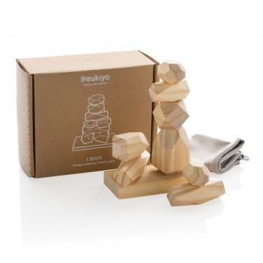 Logo trade promotional items picture of: Ukiyo Crios wooden balancing rocks in pouch
