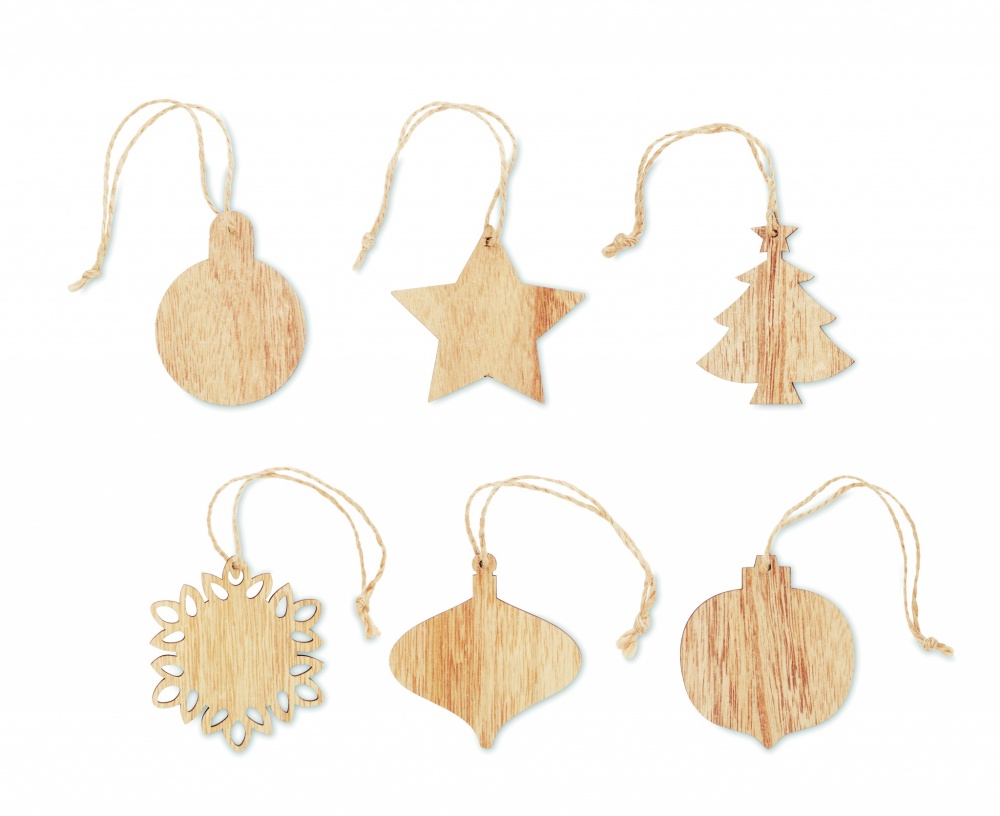 Logotrade corporate gift image of: Set of wooden Xmas ornaments