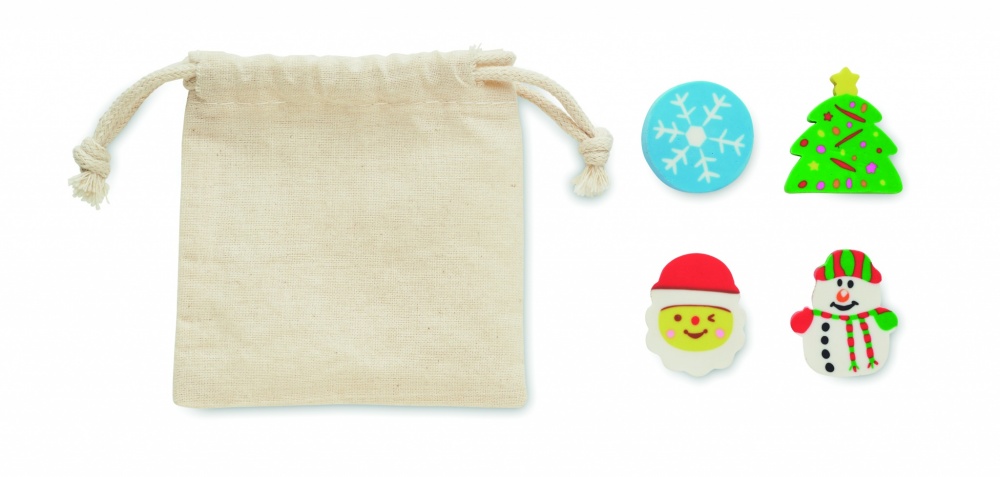 Logo trade promotional item photo of: Set of 4 Christmas erasers