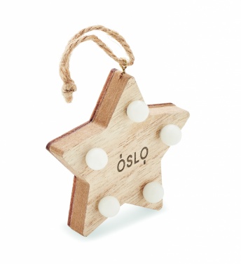 Logo trade corporate gifts image of: Wooden weed star with lights