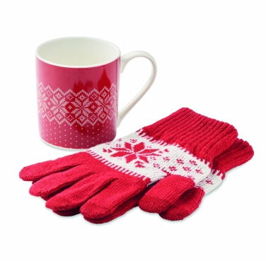 Logo trade corporate gifts image of: Winter gift mug and gloves set