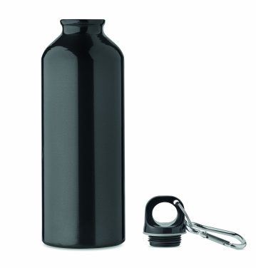 Logotrade promotional merchandise photo of: 500 ml single-walled water bottle made of recycled aluminum with a carabiner