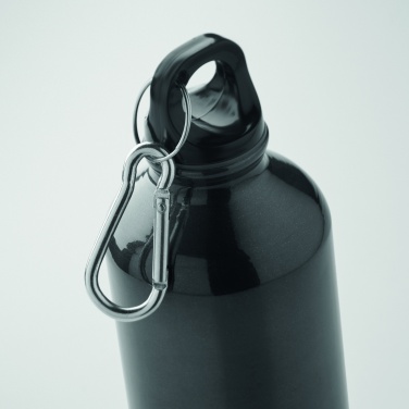 Logo trade promotional giveaway photo of: 500 ml single-walled water bottle made of recycled aluminum with a carabiner