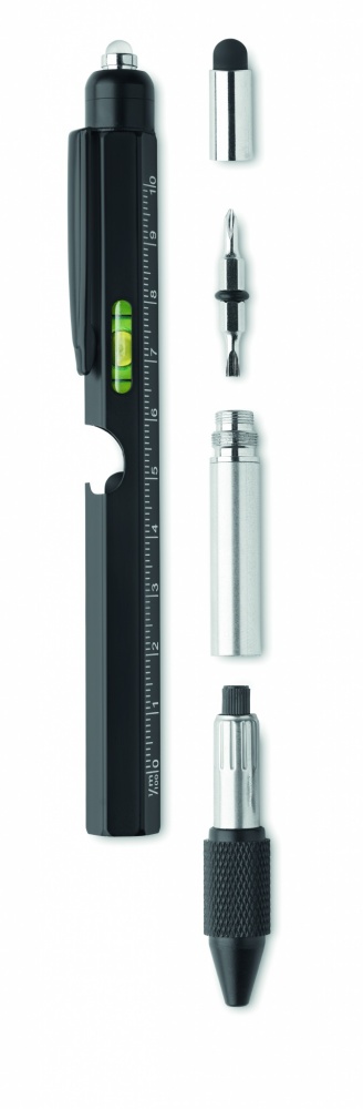 Logo trade promotional giveaways image of: Spirit level pen with ruler