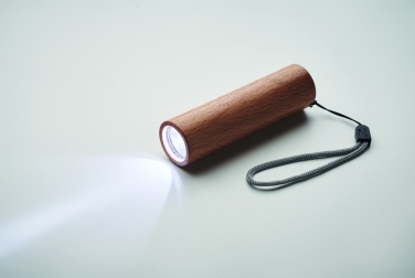 Logo trade business gifts image of: Beech wood rechargeable torch