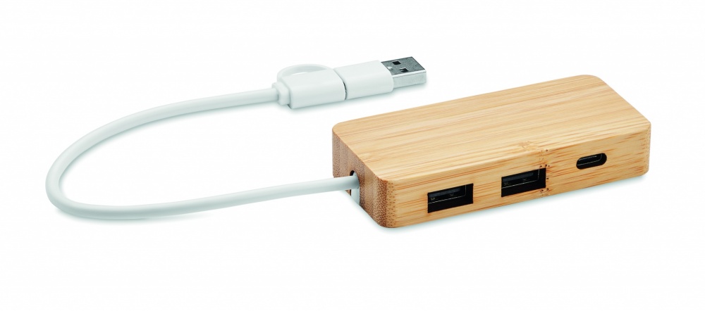Logotrade advertising product image of: Bamboo USB 3 ports hub