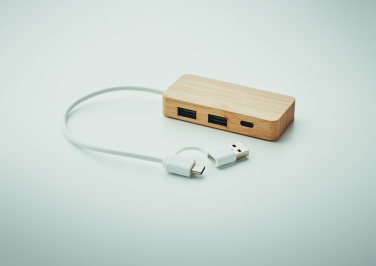 Logotrade promotional products photo of: Bamboo USB 3 ports hub