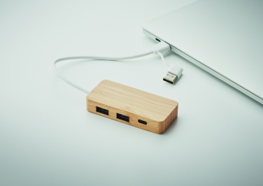Logo trade business gift photo of: Bamboo USB 3 ports hub