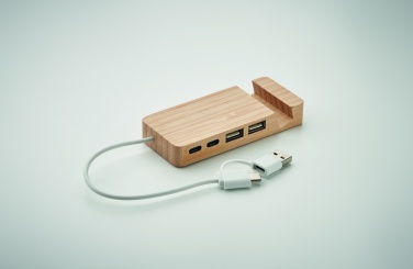 Logo trade promotional gift photo of: Bamboo USB 4 ports hub