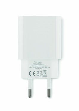 Logo trade promotional items picture of: 20W 2 port USB charger EU plug