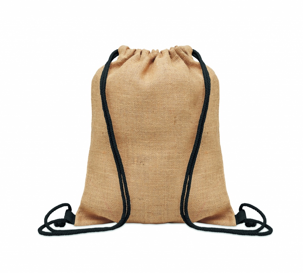 Logo trade promotional gift photo of: Jute drawstring bag