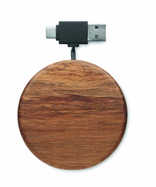 Logo trade corporate gifts image of: Wireless charger in acacia 15W