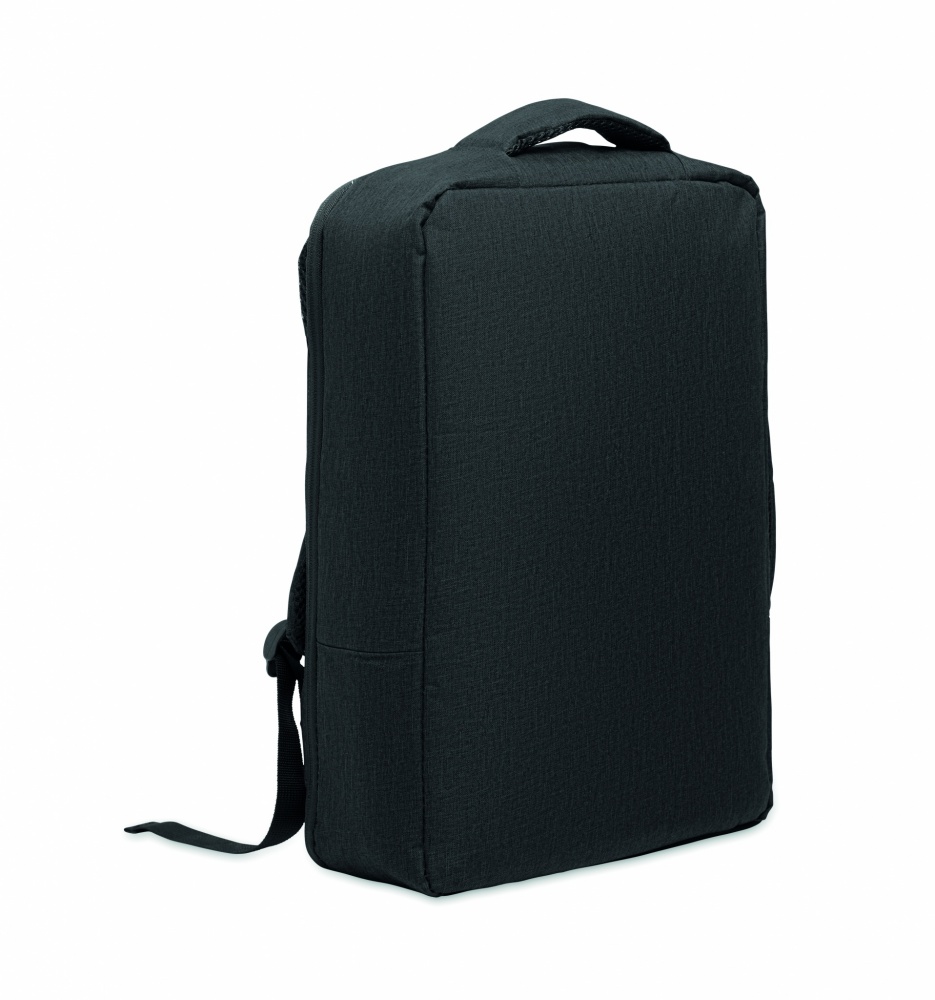 Logo trade promotional merchandise image of: A safe 15-inch laptop backpack made of 300D RPET with a 210D RPET lining and customizable printing.