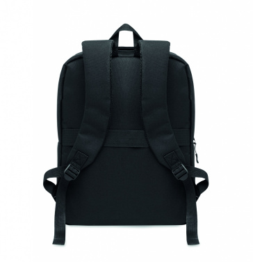 Logo trade business gift photo of: Slim 15 inch laptop backpack made of 600D RPET polyester with a 210D lining and customizable printing