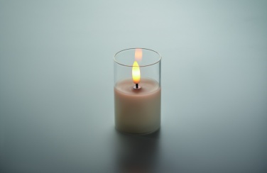 Logo trade advertising product photo of: LED wax candle in glass holder