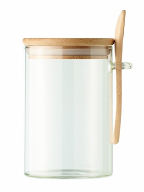 Logo trade corporate gifts image of: Glass jar with spoon 600 ml
