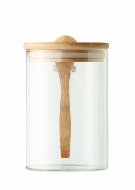 Logo trade promotional giveaways image of: Glass jar with spoon 600 ml