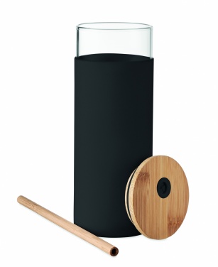 Logotrade promotional giveaways photo of: Glass tumbler 450ml bamboo lid