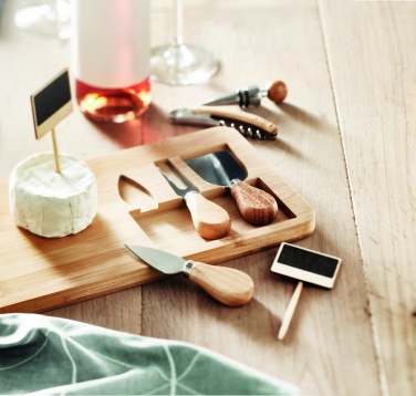 Logotrade promotional merchandise image of: Bamboo Cheese board set Leipzig