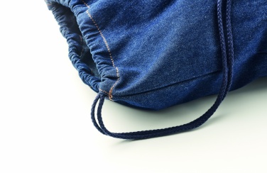 Logo trade promotional giveaways image of: Recycled denim drawstring bag