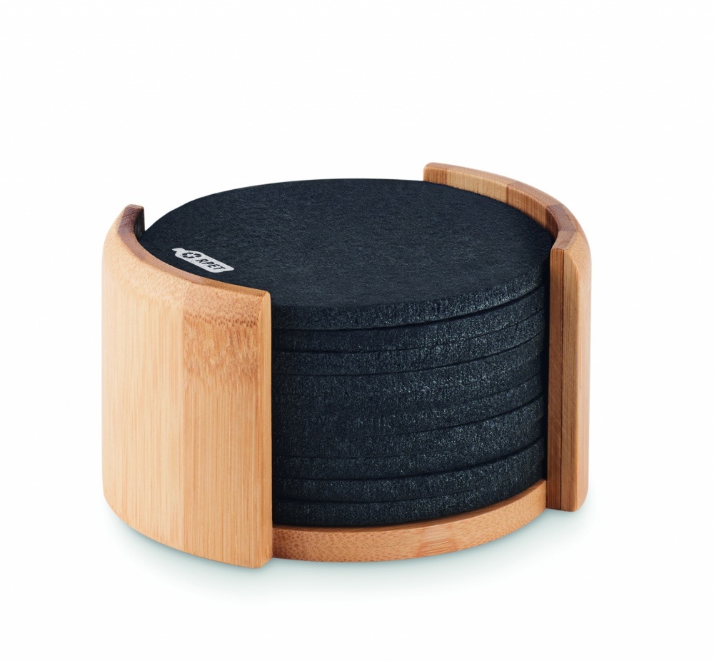 Logotrade promotional merchandise picture of: RPET coasters in bamboo holder