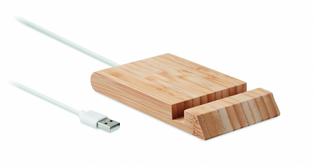 Logotrade promotional merchandise picture of: Bamboo wireless charger  10W ODOS