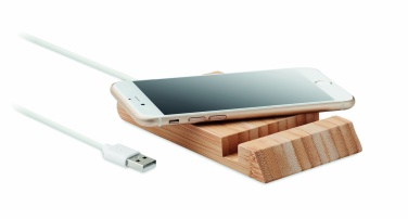 Logo trade promotional gifts picture of: Bamboo wireless charger  10W ODOS