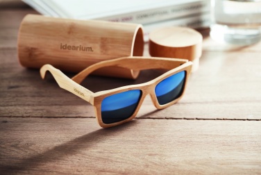 Logo trade promotional items image of: Sunglasses and case in bamboo KEILA