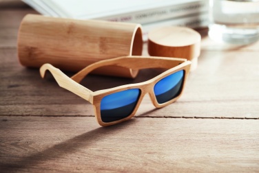 Logo trade promotional giveaway photo of: Sunglasses and case in bamboo KEILA