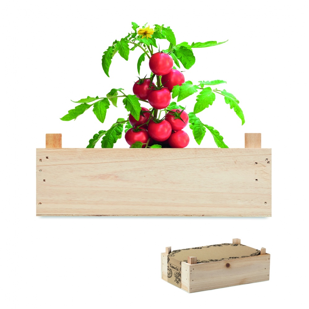 Logo trade corporate gifts image of: Tomato kit in wooden crate