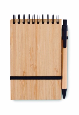 Logo trade promotional giveaways image of: A6 bamboo notepad with pen SONORABAM