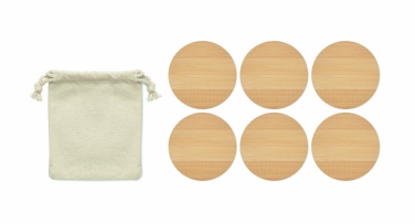 Logo trade promotional gifts image of: Set of 6 bamboo coasters