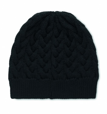 Logo trade corporate gifts picture of: Cable knit beanie in RPET