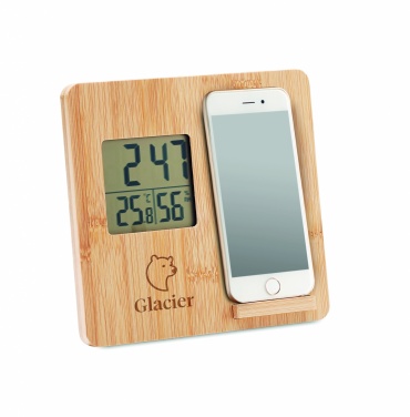Logo trade promotional giveaways image of: Bamboo weather station 10W